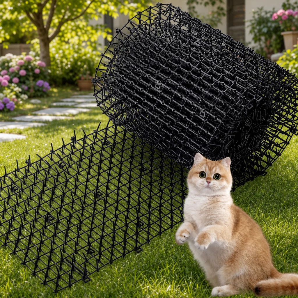 Safe Cat Deterrent Spikes Outdoor Dog Repellent Mat Plastic Anti Cat Scat Mat Garden Scarer Tool for Protecting Yard Car Furnitu