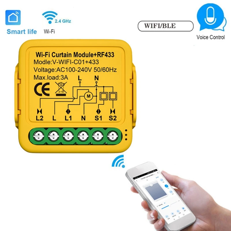 Tuya สมาร์ท Wifi RF433 ผ้าม่านโมดูลสวิทช์สําหรับลูกกลิ้งไฟฟ้าชัตเตอร์ตาบอดมอเตอร์ทํางานร่วมกับ Alexa