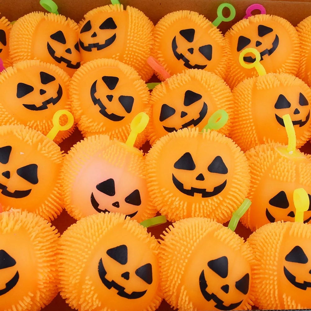 5Pcs Halloween Glow Plush Toy Children and Adults Stretch Decompression Vent Props Simulation Pumpkin Lantern Holiday Decoration