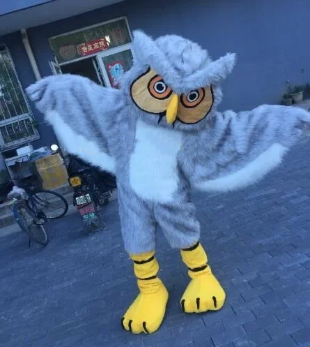 Adult Owl Mascot Cartoon Birds Cosplay Costumers Fancy Dress Mask Helmet Prop Character Event Party Clothing