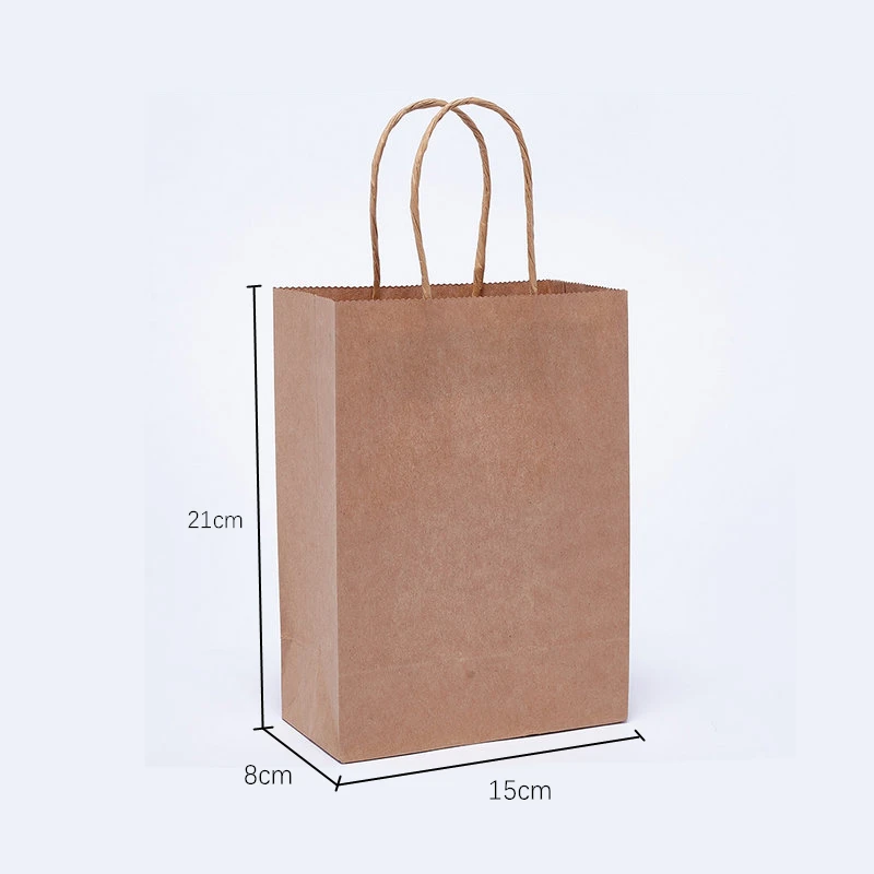 5pcs Kraft Paper Bag with Handles 21x15x8cm Festival Gift Bags DIY Multifunction Shopping packing Bags