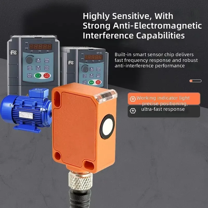 Ultrasonic Level Sensor PNP/NPN Proximity Switch with Square Compact Housing Distance Sensing 10-100mm Range