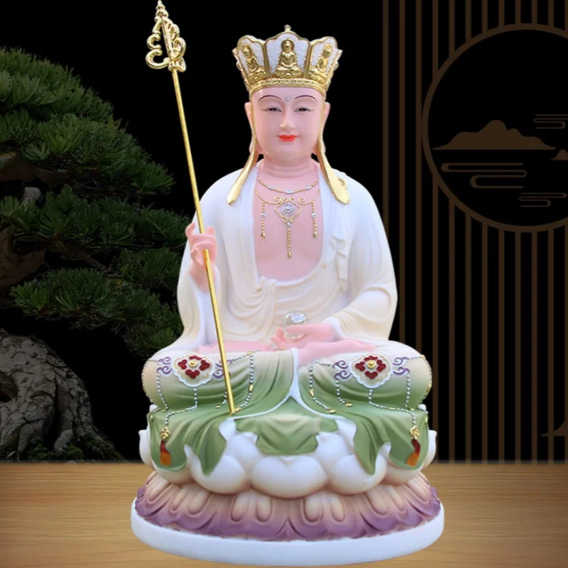 Exquisite resin carved Ksitigarbha Bodhisattva Buddha statue home Buddha hall offering Feng Shui auspicious ornaments