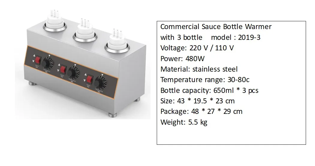 Sauce Warmer Commercial Chocolate Warming Machine Stainless Steel Electric Soy Jam Heater Filling Machine 1/2/3 Bottles 110V220V