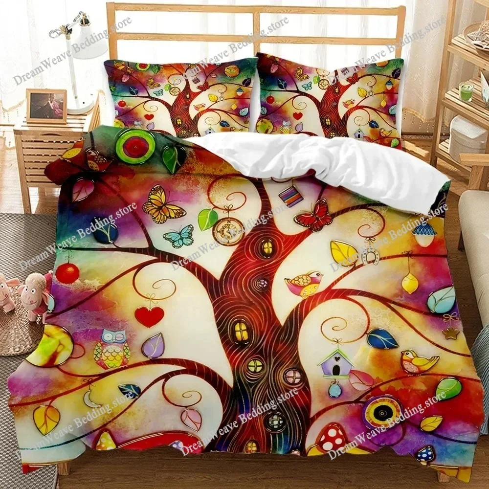 

Tree Duvet Cover Bohemian Forest Happiness Tree Comforter Cover Bedding Set Twin Double Queen King Size Polyester Qulit Cover963