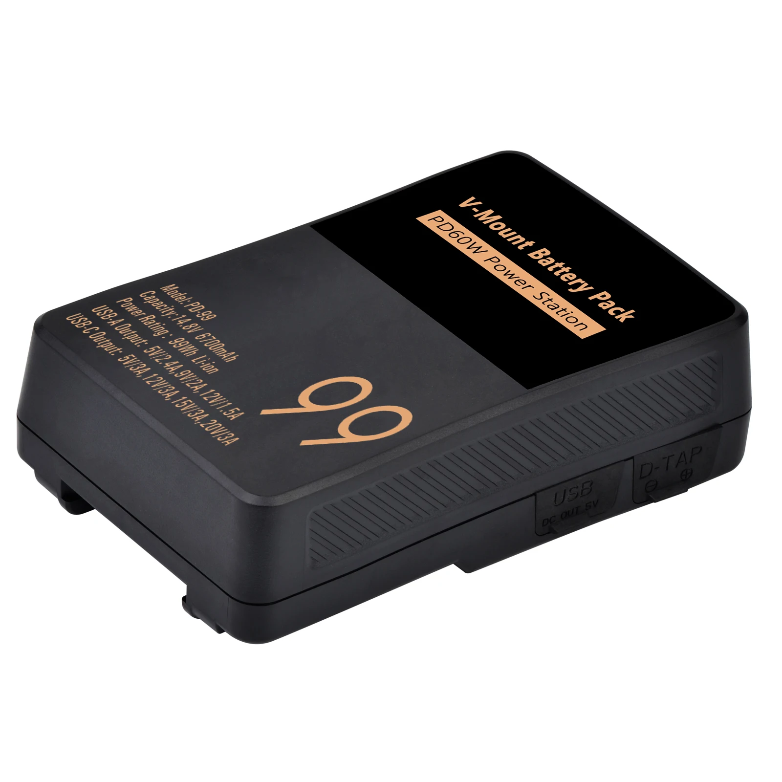 PD-99 V-Mount Battery V Lock Lens-style Power Station with PD 65W USB-C Cable for Camera Video Camcorder Broadcast LED Light