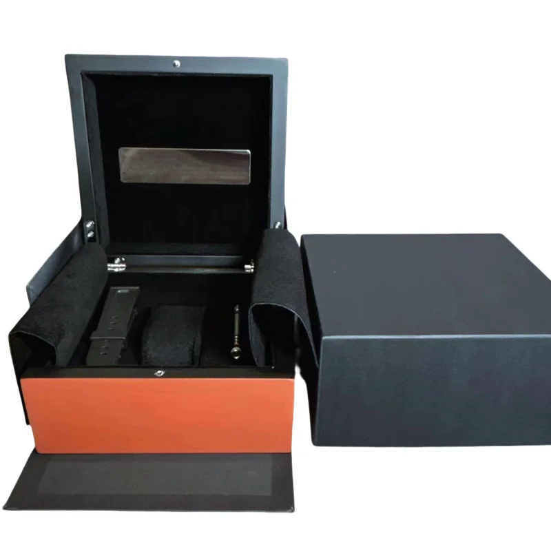 Square Orange Velvet Pam Watch Box Men Jewelry Storage Box Inner Outer Paper Waterproof Wristwatch and NH35 36 Case Watch Shaker