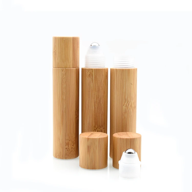 

50/100Pcs Empty15ml Luxury Full Bamboo Roll On Bottle with Metal Roller Plastic Inner For Essential Oil Perfume Travel Packaging