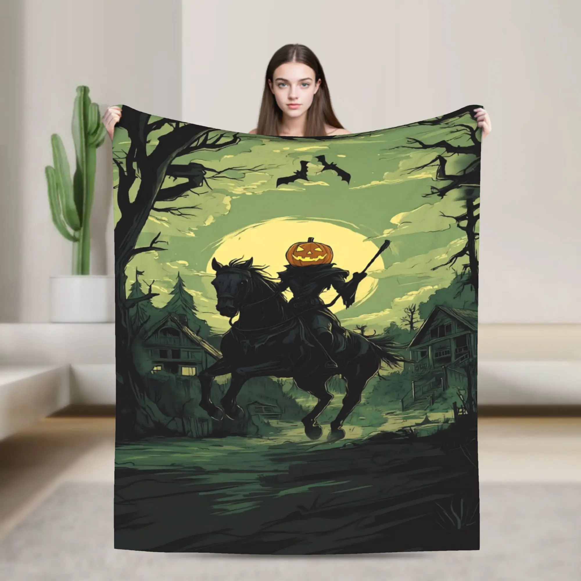 Headless Horseman  Stuff Blankets Lightweight Thin Coral Fleece Plush  Throw Blanket Cozy Quilt