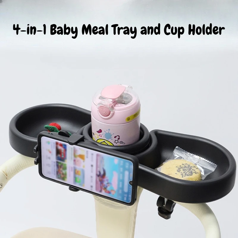 Upgraded 4 in 1 Universal  Stroller Snack Tray&Cup Holder Double Tray for Toddler Strollers  Kindergarten Travel Accessories