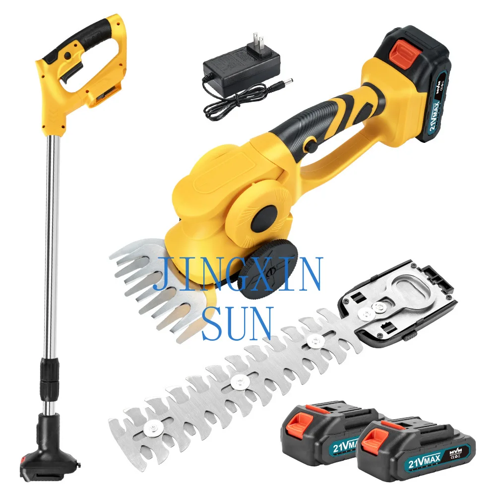 3 in 1 Cordless Rod Mini Hedge Trimmer Grass Trimmer Electric Trimmer with Extension Rod Multi-angle for Garden Lawn