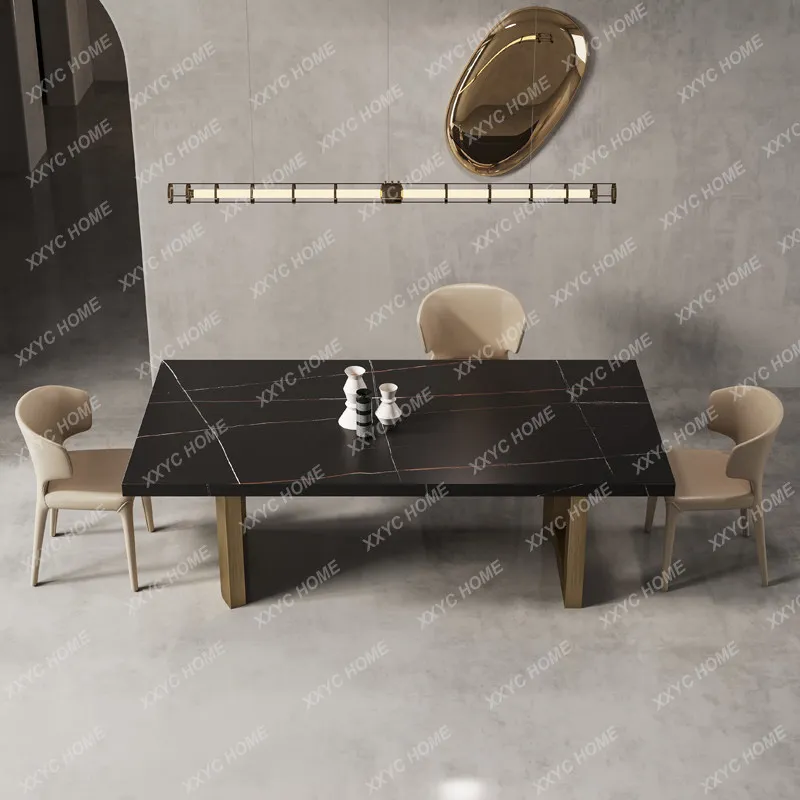 

LXLight luxury slate dining table, small household rectangular high-end thickened lower-hanging high-end high-end table