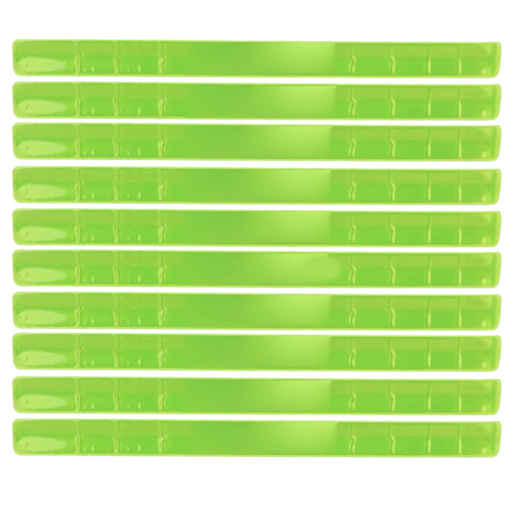 10PCS Durable High Visibility Reflective Slap Bands Steel 40*3cm Snap Bracelet Armbands Safety Reflector Strips Hiking