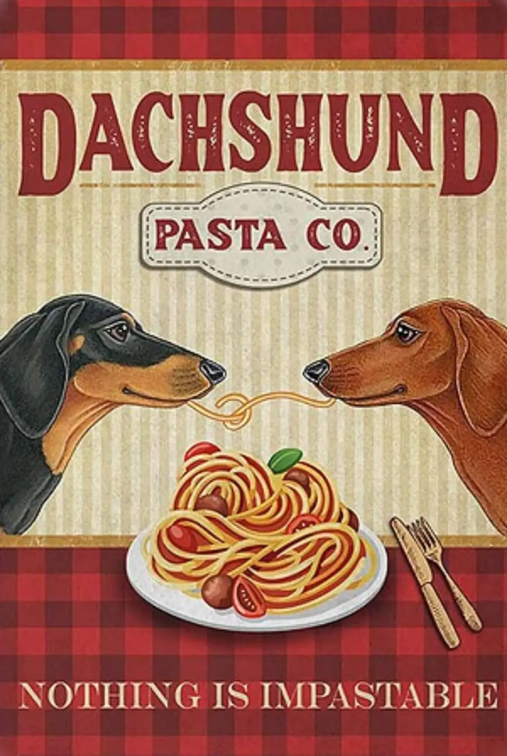 Cusde Dachshund Dog Pasta Company Metal Signs Nothing Is Impastable Retro Metal Tin Sign Vintage Sign For Restaurant Kitche sign