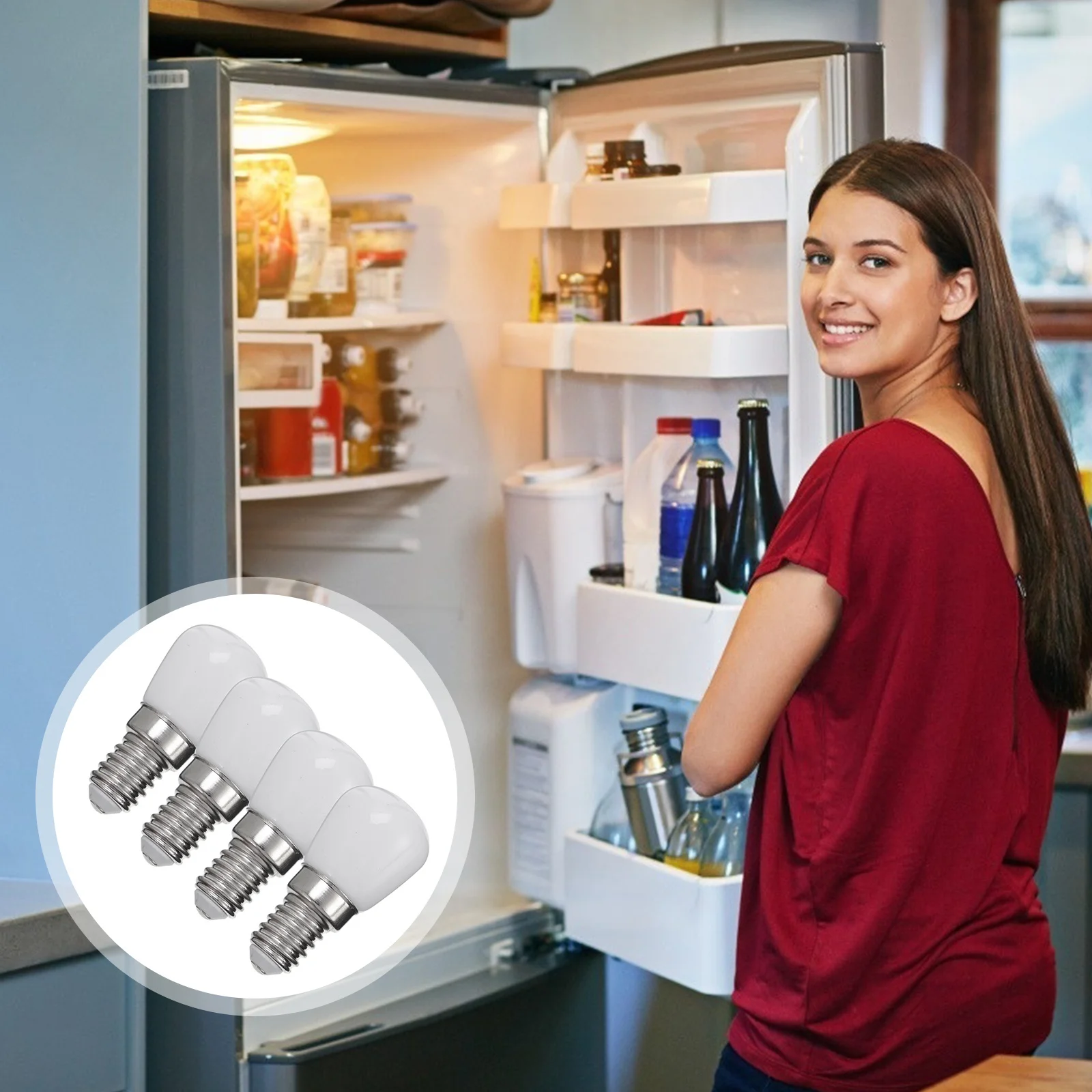 

4Pcs 3W 220V E14 LED Fridge Light Bulb Durable Ceramic Easy Install Chandelier Replacement Refrigerator Bulb Refrigerator Light