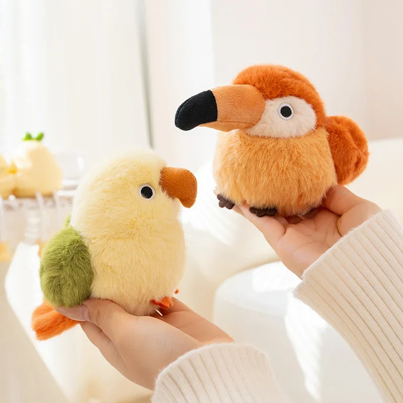 

Realistic Parrot Bird Plush Toy Soft Fluffy Stuffed Animal Doll Cute Mini Bird Plushie for Bird Lovers Collection Home Decor
