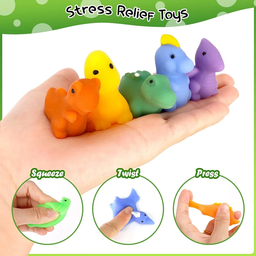 12/36PCS Mochi Squishy Toys Kawaii Party Favors Mini Fidget Toys Dinosaur Animal Stress Relief Squishies for Classroom Prize Gif