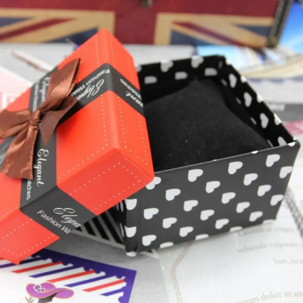 Простой бумажный футляр для часов, мультяшный браслет с защитой от падения, упаковочная коробка, износостойкая прочная бумажная коробка с бантом