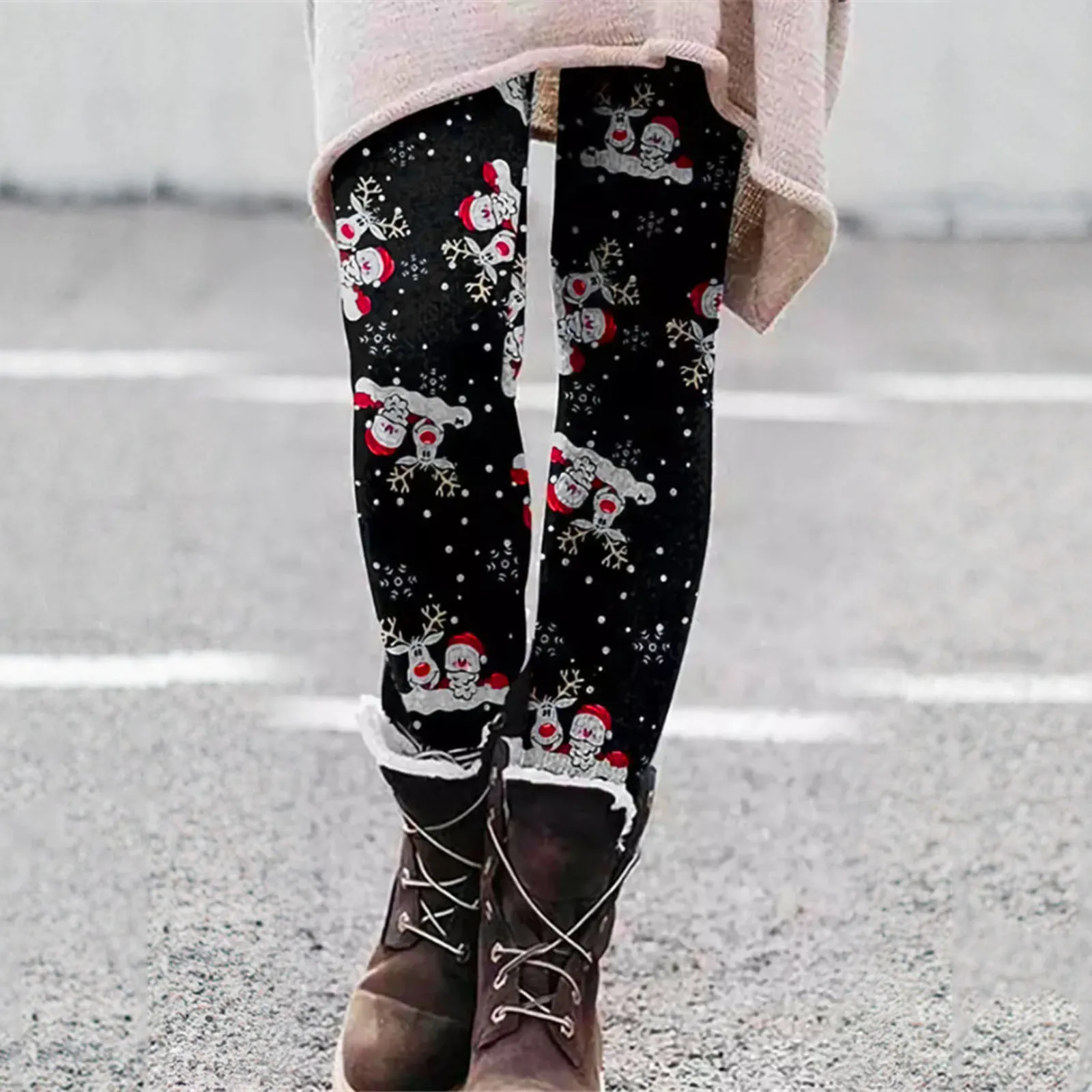 Women Christmas Printed Pant Trouser Elastic All- Slim Pant Casual Long Boot Stretch Trousers Navidad Exercise Sportswear Tights