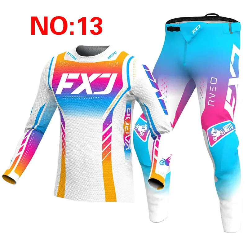 NOUVEAU 2025 FXJ rose enduro motocross ensemble d'équipement mx jersey pantalon vert moto vêtements vtt carracing costume équipement tout-terrain