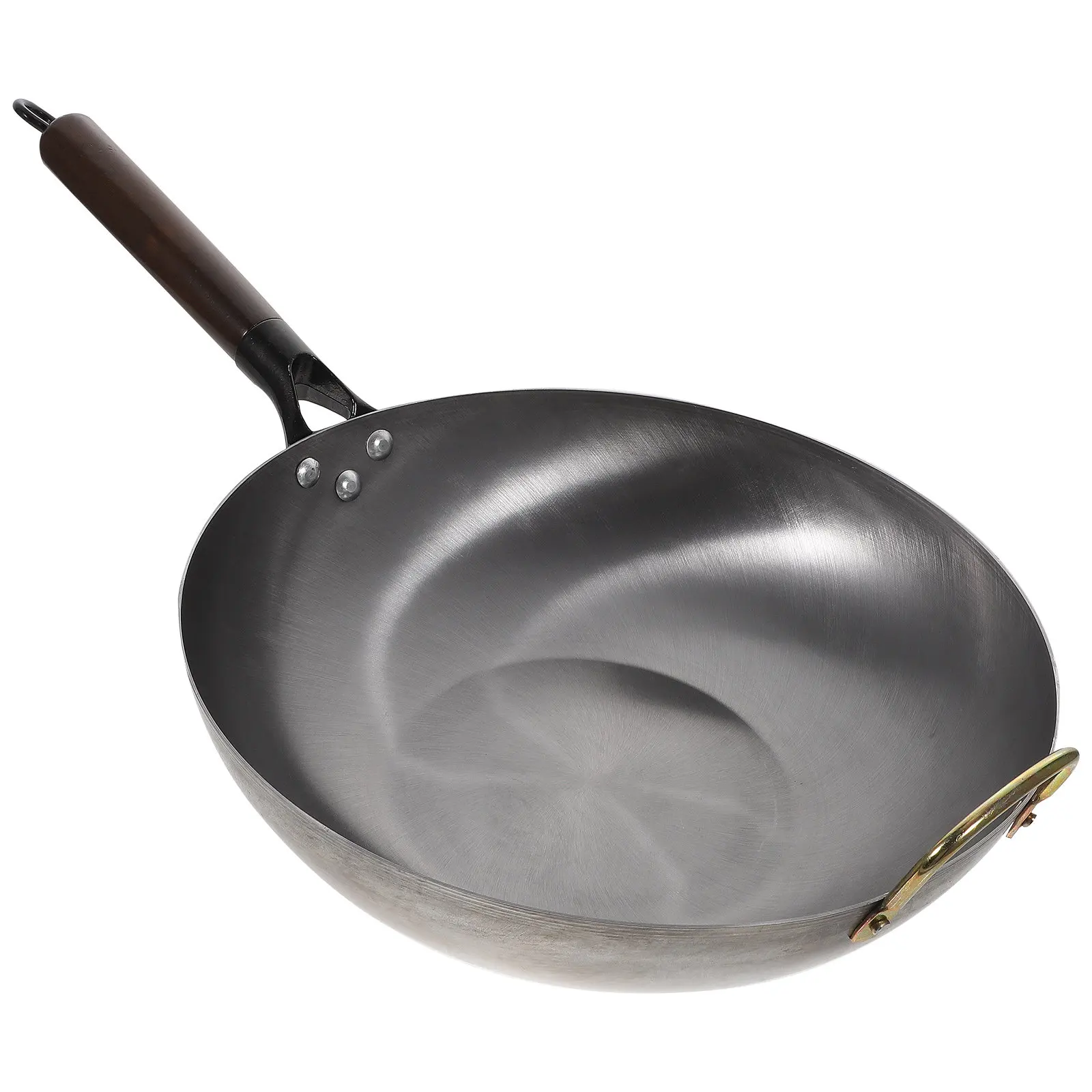 Heavy Duty Traditional Chinese Wok Pan Flat Bottom Frying Pan for Home Outdoor Camping Bbq Grilling Stir Fry Non Sticky Iron Wok