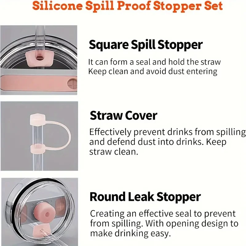3Pcs Reusable Silicone Leakproof Straw Plugs Set for Stanley Cup  40oz/30oz Tumbler Leak-Free-Cup Accessories - view 6