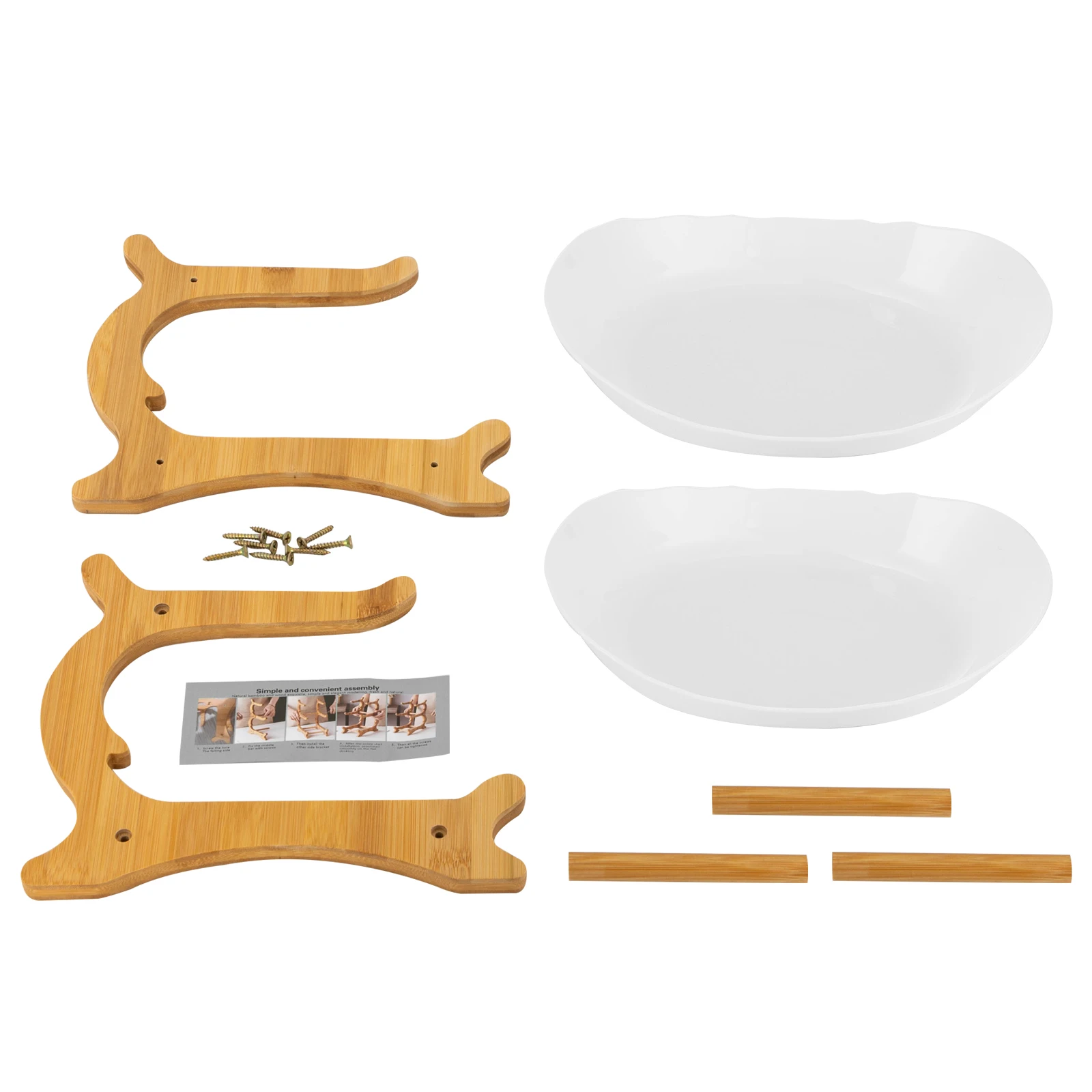 Assiette à fruits à 2 couches, plat à collation en bambou PP, panier de fruits secs créatif, bol à salade pour enfants, fête scolaire, blanc