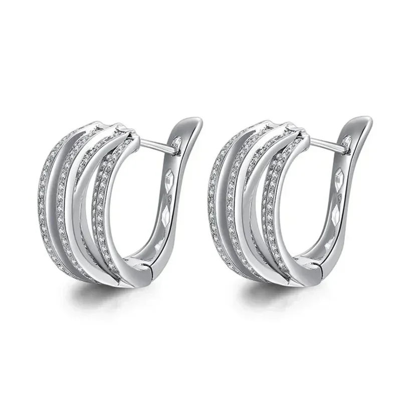 2026 Stylish Cross Hoop Earrings Female Silver Color Brilliant Zirconia Jewelry Trendy Women Versatile Everyday Accessories