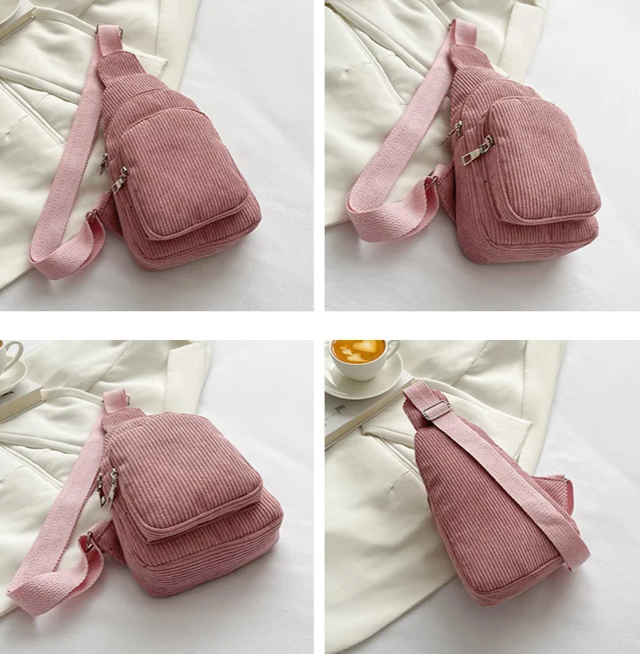 Newly Women Chest Pack 2023 Bags for Women Female Sling Bags Crossbody Shoulder Chest Bag Casual Girls Corduroy Messenger Pack