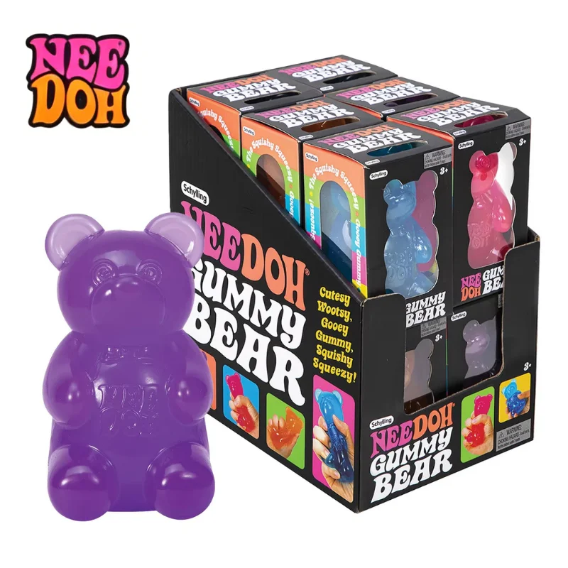 Nee Doh Cute Bear Maltose Sensory Squeeze Fidget Toy Colorful Desk Decoration Stress Relief