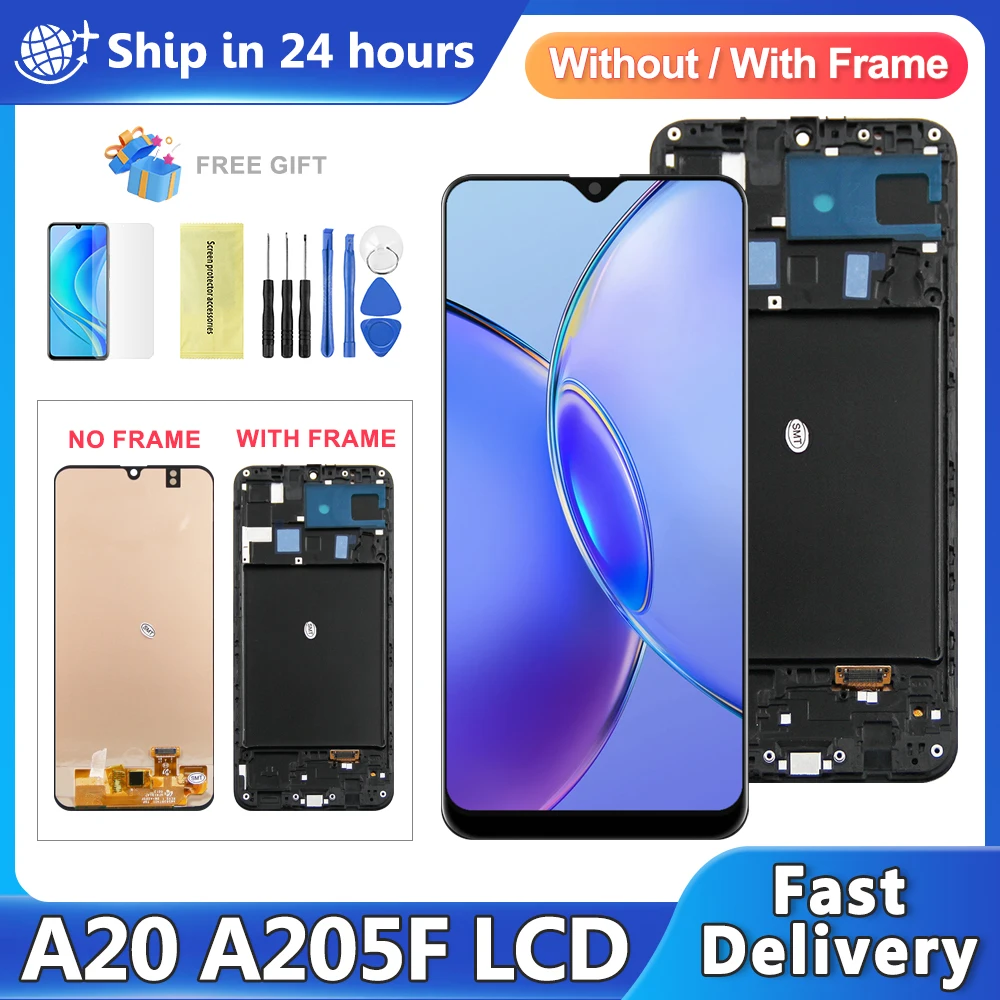 

OLED Display For Samsung A20 SM-A205F/DS LCD Display Touch Screen Digitizer Assembly Replacement For A20 Screen Replacement