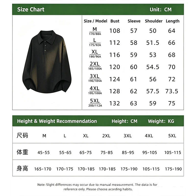 Minimalistisches Streetwear-Langarm-Poloshirt für Herren mit Reverskragen, meliertem Slub-Muster und weichem Material für alltägliche Freizeitaktivitäten. – Detail 2