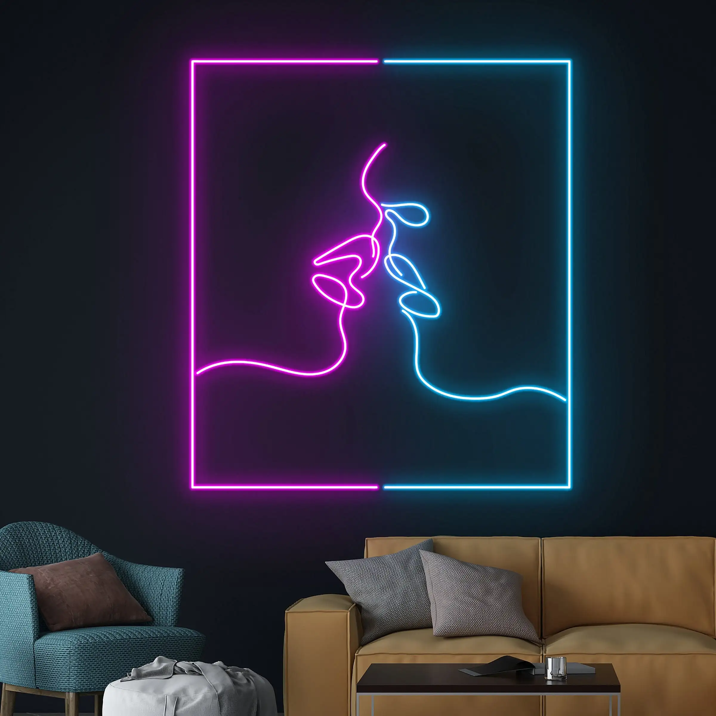 Couple Kissing Neon Sign Lovers Kissing Bedroom Wall Art Decor Romantic Birthday Gift Valentine Decor Gift Bar Club Sign