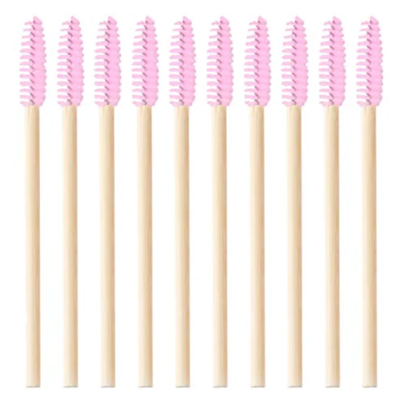 50 pcs Eyelashes Brush Bamboo Eyelash Spoolie Eyebrow Extension Mascara Wands Applicator Eco-friendly Female Makeup Brushes