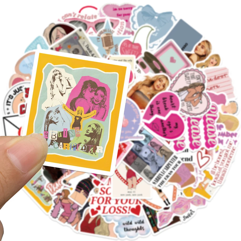 

10/30/50pcs Singer Sabrina Carpenter Cartoon Stickers Cool Aesthetic Graffiti Decals Scrapbook Luggage Phone Sticker Fans Gift