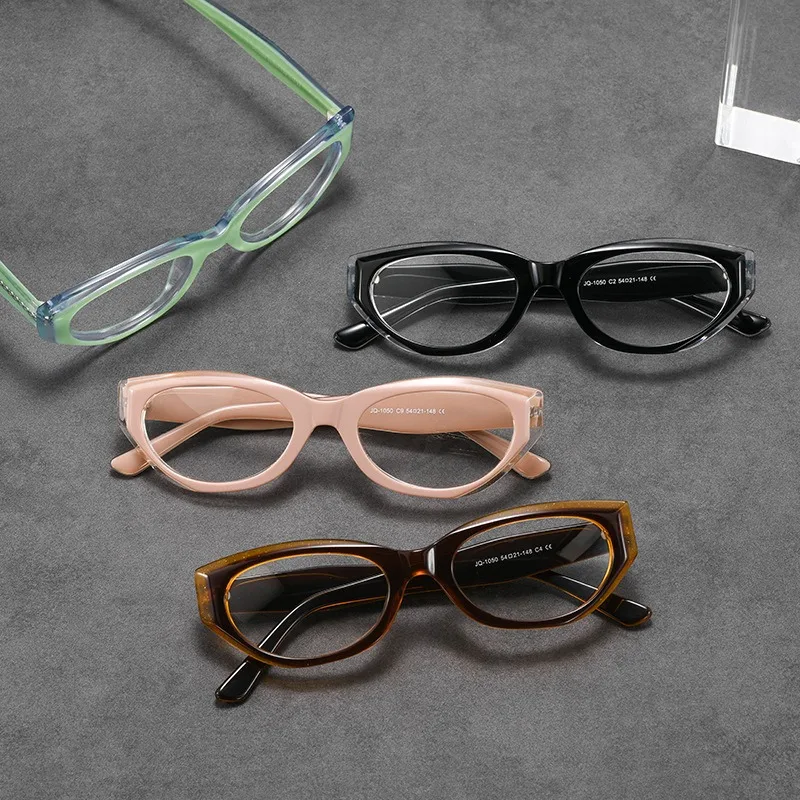 Two tone cat eyes, female personality, fashion, photochromic, no refractive power, 0-degree plate frame, customizable