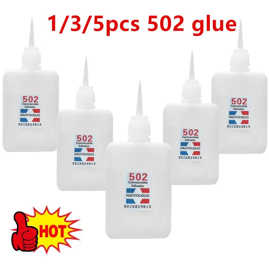 

1-5PCS 502 Quick-drying Super Glue Strong Adhesive Quick Bond Rubber Tool Fast Leather Office Universal Glue Instant Metal Suppl