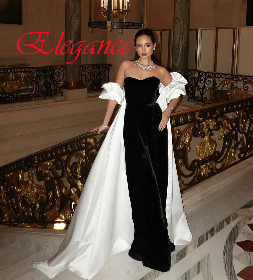 

Customized Graceful Black Jersey Evening Dress Classic Strapless Off the Shoulder Zipper Back Contrast Color Homecoming Dress
