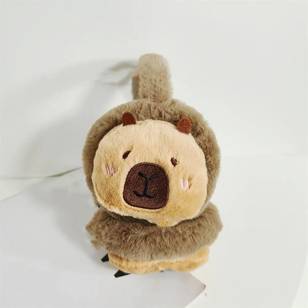 Bonito dos desenhos animados capivara earmuffs engrossar manter quente inverno pelúcia earmuffs à prova de vento aquecedores de orelha dobrável capa de orelha crianças