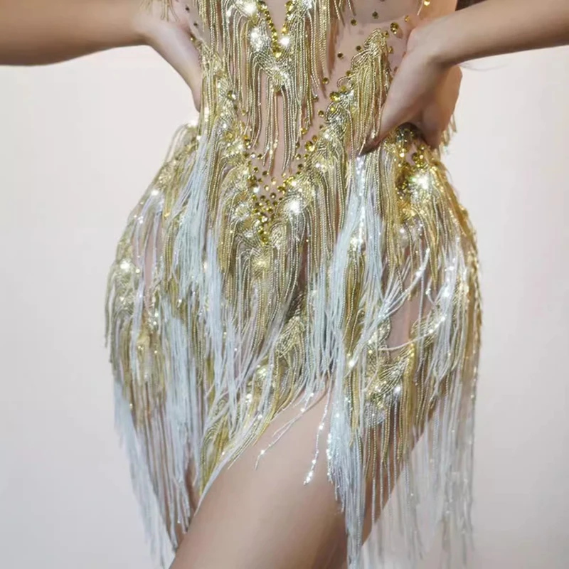 أزياء أداء الرقص اللاتيني للنساء مخصصة فاخرة كاملة الترتر شرابة فستان التانغو سامبا رومبا فساتين المنافسة