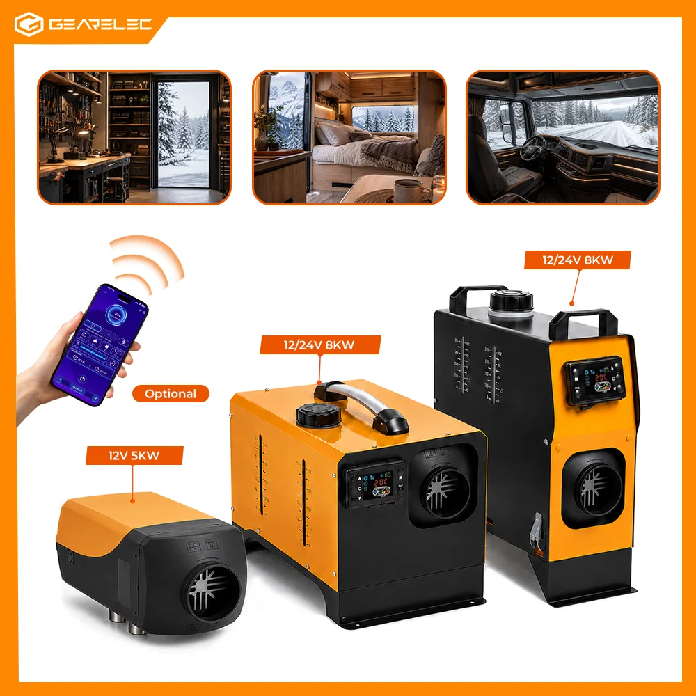 Diesel-Standheizung 5KW 8KW 12V 24V Kabinenheizung, Split- & Horizontalausführung, LCD-Display + Fernbedienung, 8KW mit Bluetooth-App, Diesel-Autoheizung für Wohnmobil, Camper, LKW, Van, Boot,