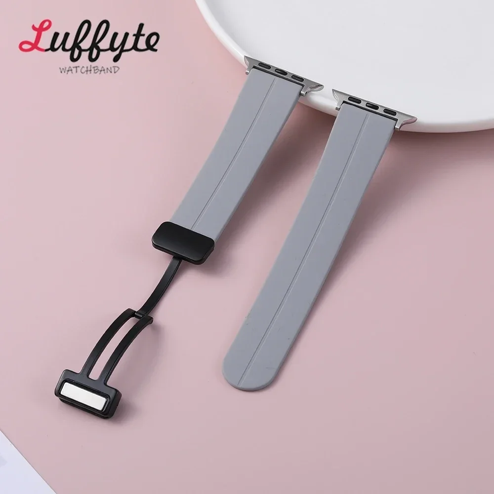 الأشرطة الناعمة لساعة أبل 38/40/41/42/44/45/46/49 مللي متر المعادن المغناطيسي مشبك معصمه ل IWatch الترا 1-10 استبدال سوار