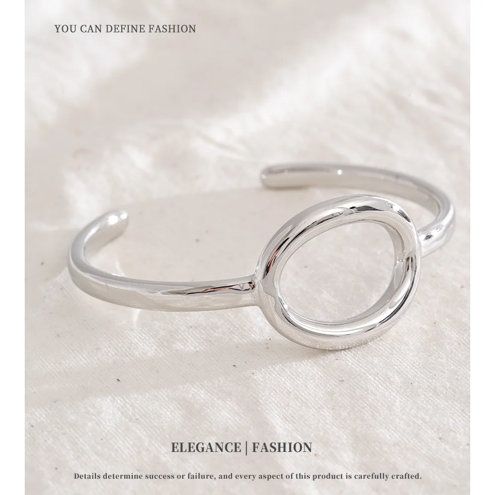 NiNice الفولاذ المقاوم للصدأ كم سوار بيضاوي الشكل هندسي البساطة تصميم الأزياء تحسس مقاوم للماء مجوهرات رائعة #5