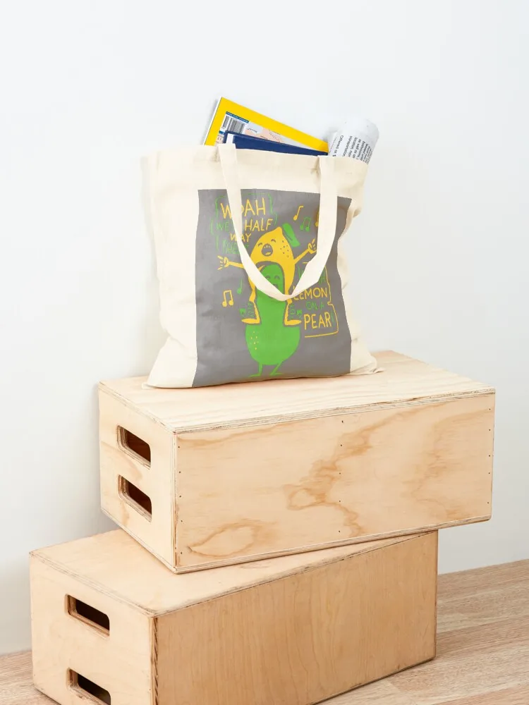 Lemon on a Pear Tote Bag Women's shopper shopping bags foldable foldable reusable bag cute pouch bag