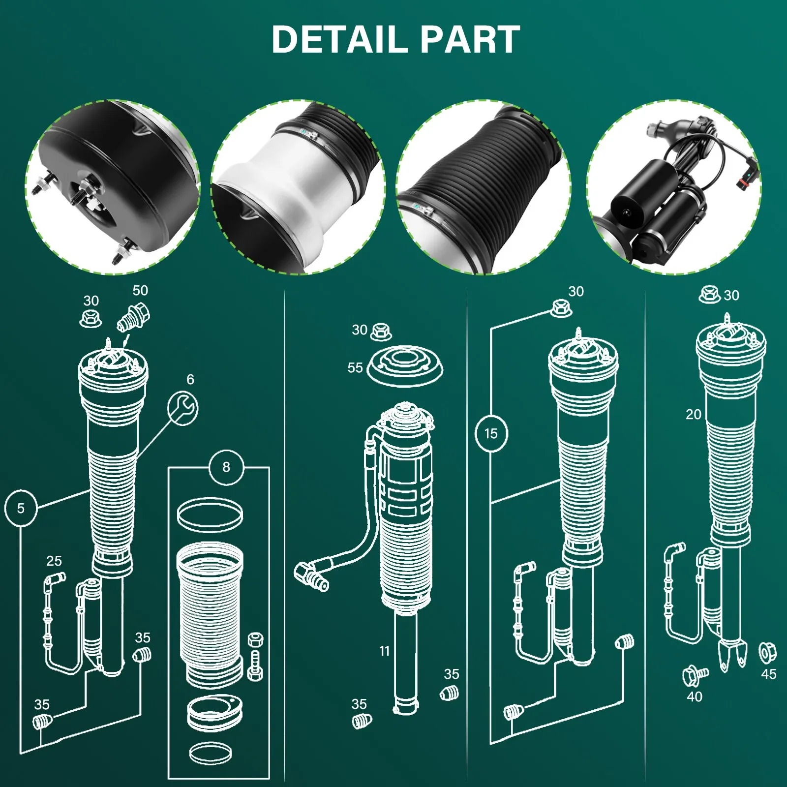 2 Pairs Front Rear Air Suspension Strut For 4Matic Mercedes W221 S500 S550 CL500