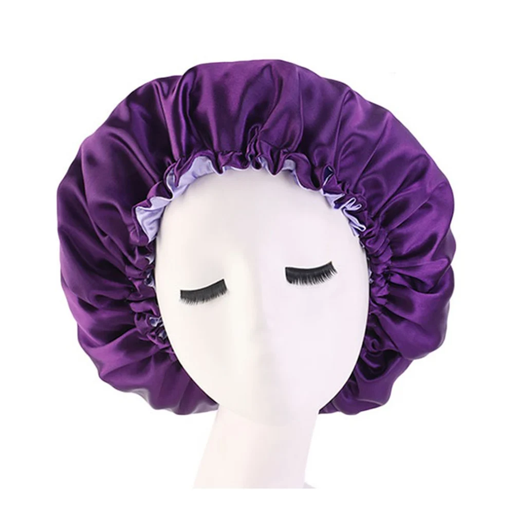 

Satin Sleeping Hat Double Layer Soft Elastic Bonnet For Women Chemo Cap Night Headwear Makeup Face Wash Comfortable Full