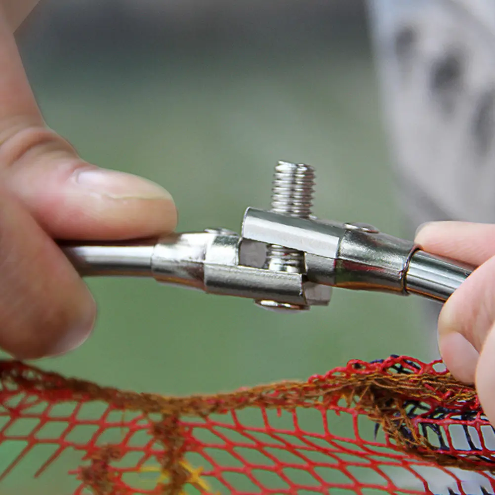 1Pcs Professional Folding Dip Mesh Head All Stainless Steel Ring Soft Injury-Free Fishing Net Detachable Easy Clean Storage