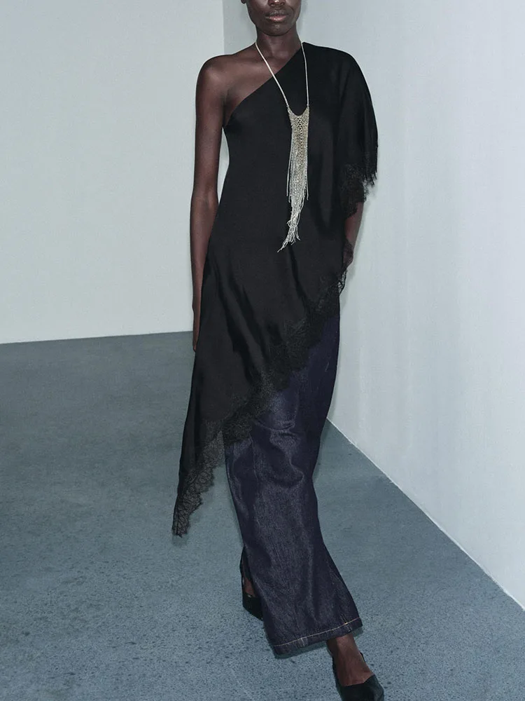 เสื้อลูกไม้เซ็กซี่แบบไม่สมมาตรแฟชั่นใหม่สำหรับผู้หญิง ฤดูหนาว 2025 เสื้อผ้าอเนกประสงค์สไตล์หวาน ชุดการแสดงแนวชาติพันธุ์ 964800 800