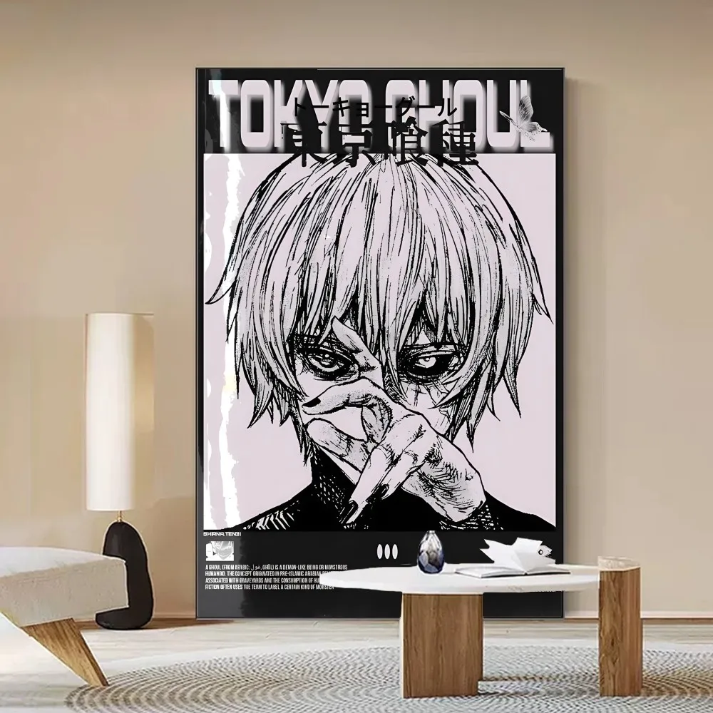 Anime Tokyo Ghoul Movie Poster Self-adhesive Art Poster Retro Kraft Paper Sticker DIY Room Bar Cafe Vintage Decorative