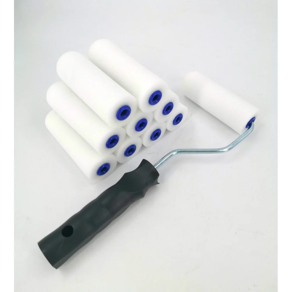 Home Painting WHITE 4in Roller Kit PP Handle Grip Galvanized Steel Pan Smooth Even Coverage For A3 Steel Container